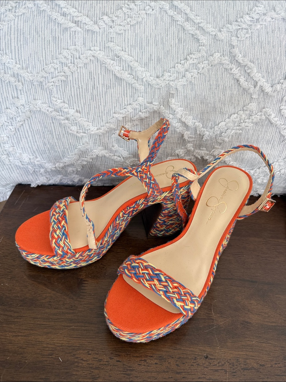 Jessica Simpson Orange Multi Braided Platform Heels